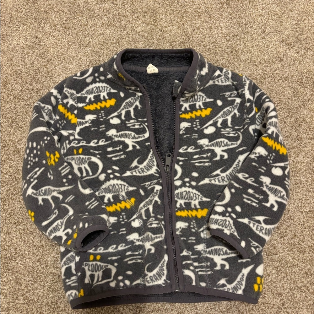 Children's charcoal Gray Dinosaur Fleece Jacket
